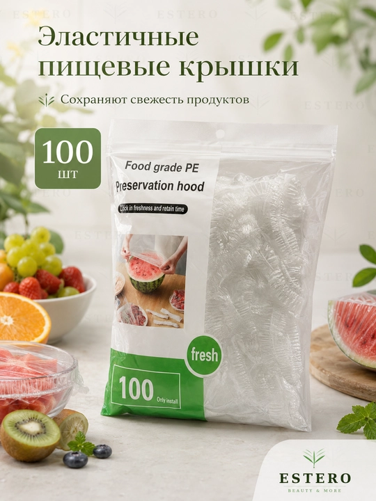  Эластичные крышки для хранения продуктов — одноразовые PE плёночные чехлы 100 шт