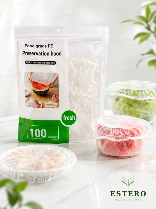  Эластичные крышки для хранения продуктов — одноразовые PE плёночные чехлы 100 шт - 