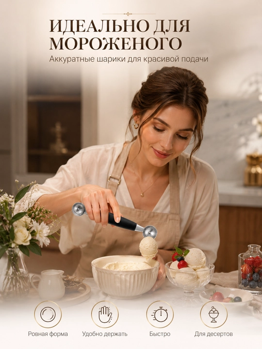 Meva, sabzavot va muzqaymoq uchun ikki tomonlama shar qoshiq