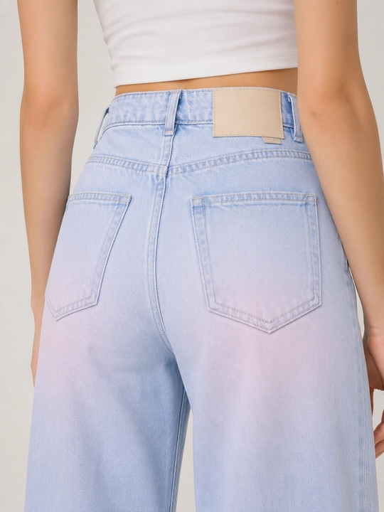 Джинсы женские широкие светло-голубые с розовым оттенком Wide Leg