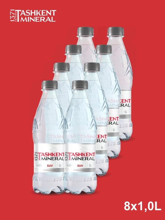 Минеральная вода без газа «1371 Tashkent Mineral» 1,0л 8шт в блоке (ПЭТ)