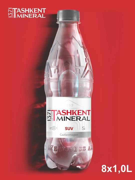 Минеральная вода без газа «1371 Tashkent Mineral» 1,0л 8шт в блоке (ПЭТ)