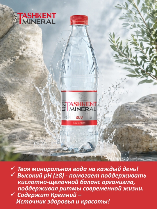 1371 Tashkent Mineral gazli mineral suv 1,0 l blokda 8 dona (PET)