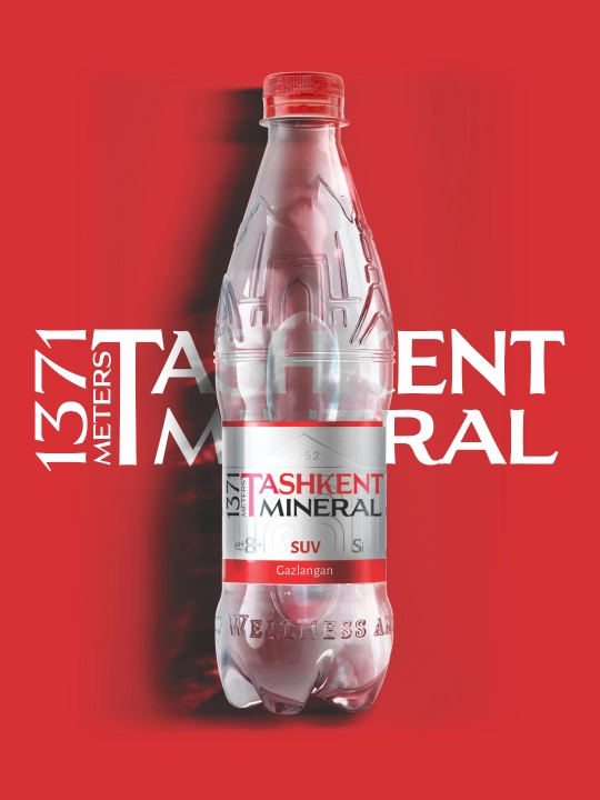 1371 Tashkent Mineral gazli mineral suv 1,0 l blokda 8 dona (PET) - 