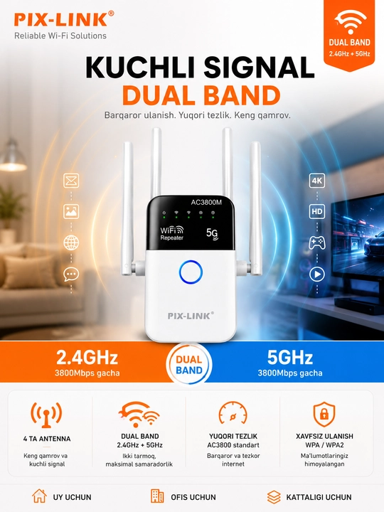 Усилитель сигнала Wi-Fi, мини-роутер, ретранслятор, 3 в 1, 5G