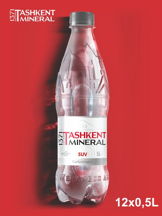 Gazsiz mineral suv "1371 Tashkent Mineral" 0,5 l 12 dona blokda (PET)