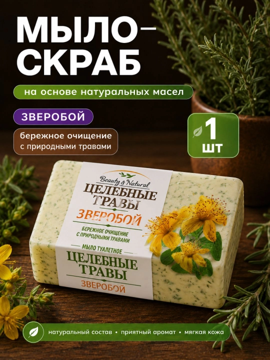 Туалетное мыло твердое "Целебные Травы" 160г - 