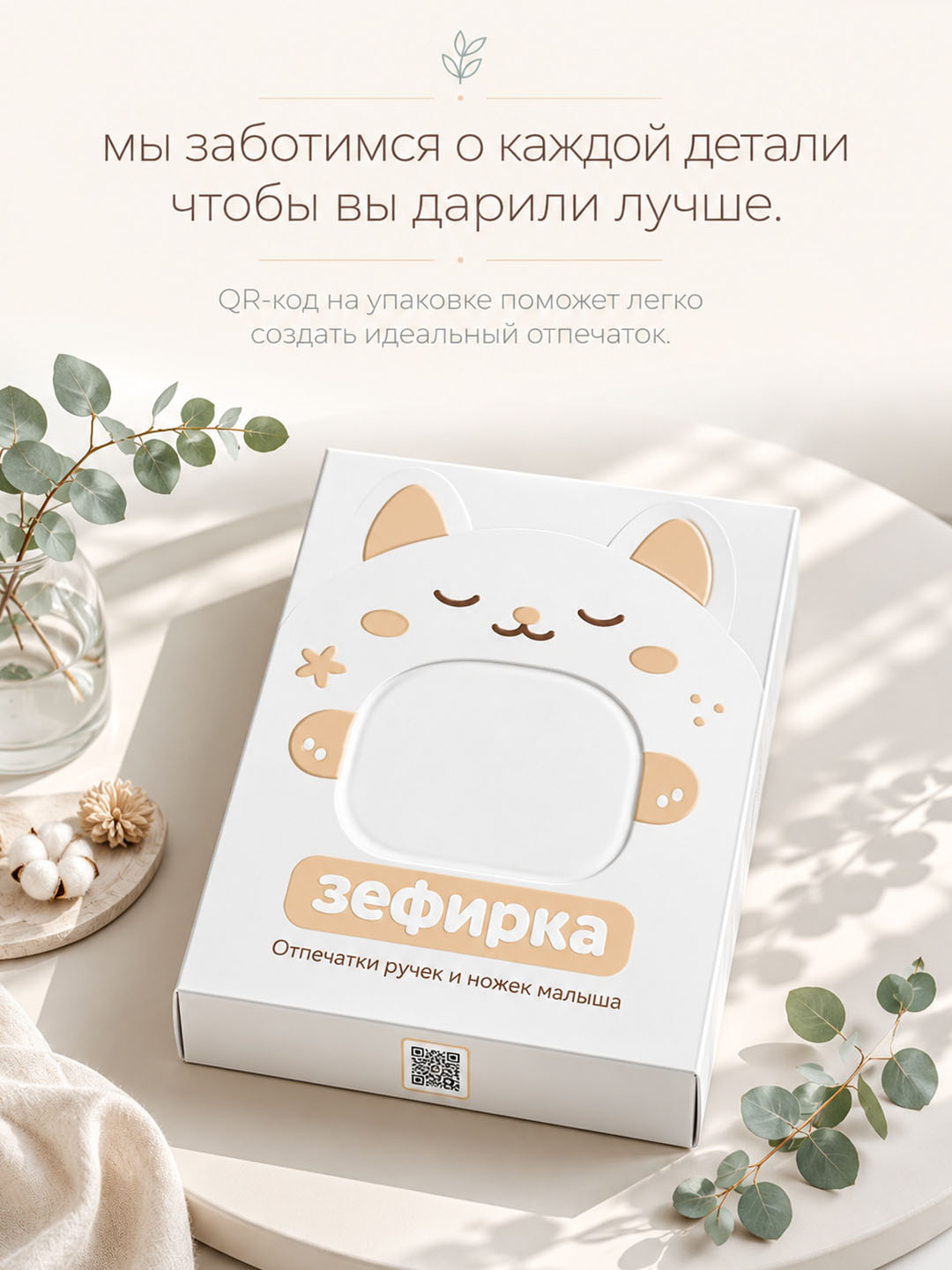 Зефирная глина для создания отпечатков и слепков ручек и ножек малыша, 100 гр