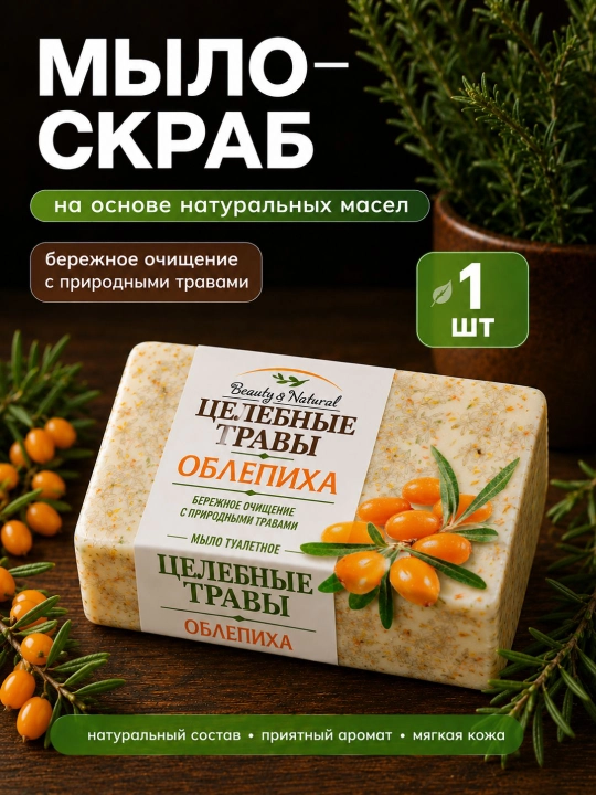 Туалетное мыло "Целебные Травы" с ароматом Облепихи, 160 г - 
