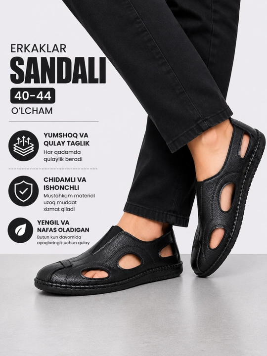Erkaklar poyabzali, yozgi va kuzgi sandallar, nafas oluvchi, yozga mos, o‘lchamlari 40-44 - 