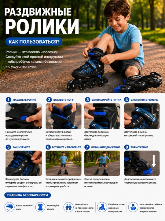 Bolalar va kattalar uchun suriladigan rolikli konkilar