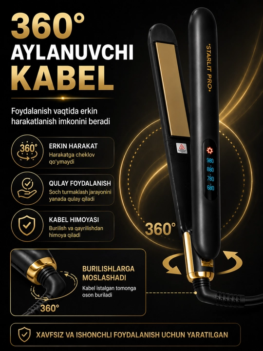 Выпрямитель и гофре для волос ST-993, Hair Straightener, LCD Display