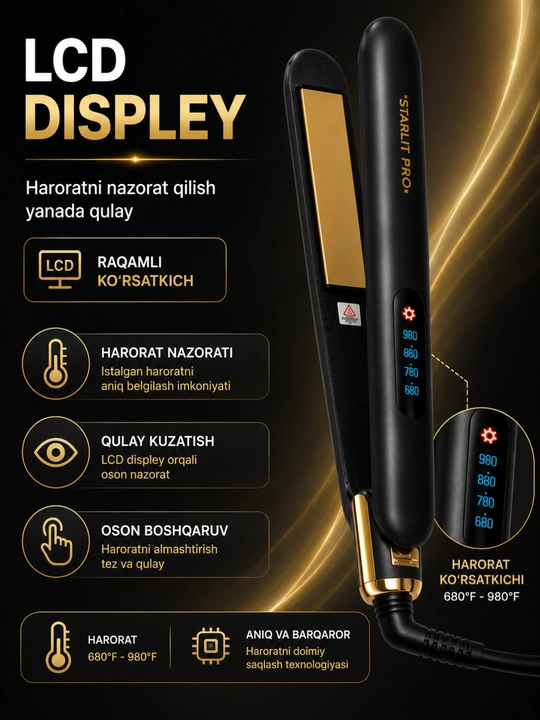Выпрямитель и гофре для волос ST-993, Hair Straightener, LCD Display