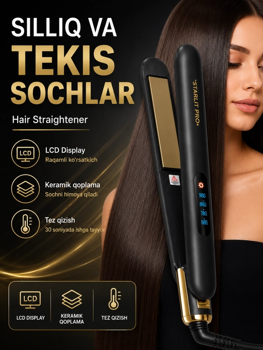 Выпрямитель и гофре для волос ST-993, Hair Straightener, LCD Display - 