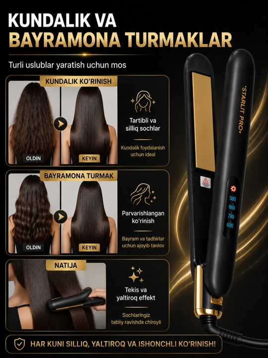 Выпрямитель и гофре для волос ST-993, Hair Straightener, LCD Display