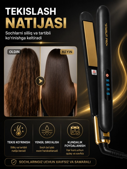 Выпрямитель и гофре для волос ST-993, Hair Straightener, LCD Display