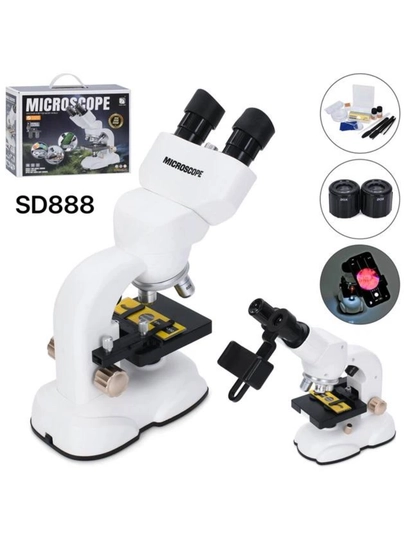SD888 bolalar mikroskopi - ilmiy tadqiqotlar uchun LED yoritgichli va adapterli to‘plam - 