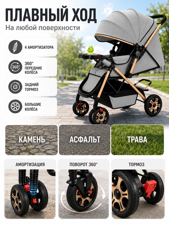 Коляска прогулочная, детская, складная, легкая, для малыша