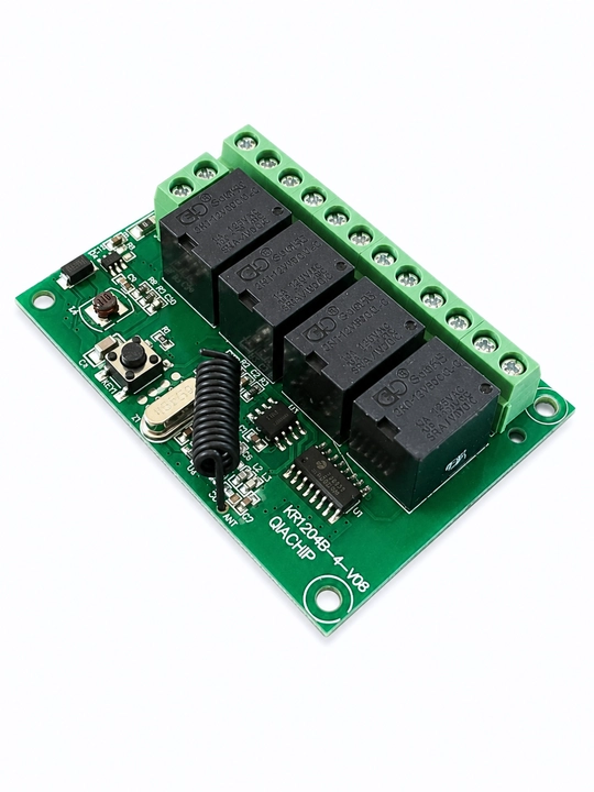 4 kanalli Qiachip KR1204B radiorele 433 MHz pult bilan, DC 5-80V