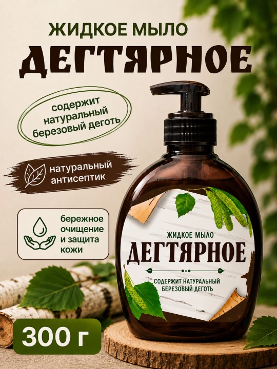 Дегтярное жидкое мыло “Чистые Традиции”, 300 г - 