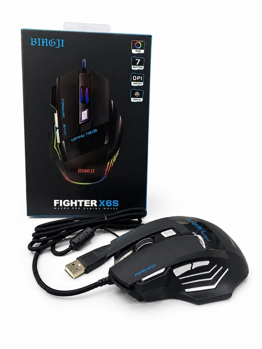BIH6JI Fighter X6S RGB o‘yin sichqonchasi, 7 tugma, 4800 DPI