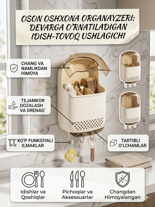Devorga o‘rnatiladigan oshxona organayzer - 