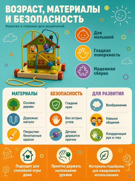 Yog'och barmoqli labirint g'ildirakli uycha bolalar uchun rivojlantiruvchi o'yinchoq