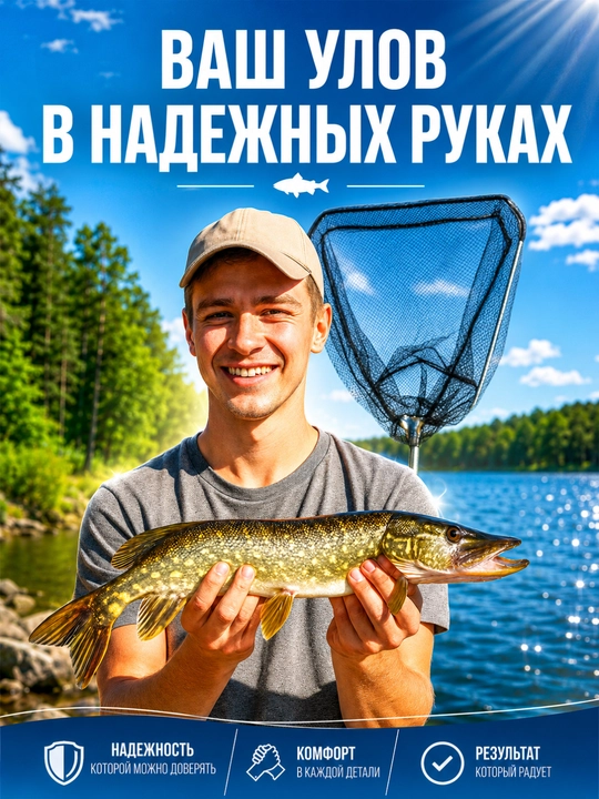 Подсачок для ловли рыбы, сгибаемый, с телескопической ручкой