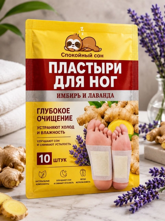 Пластыри для ног Disunie с имбирем и лавандой, 10 шт, ночные патчи для стоп