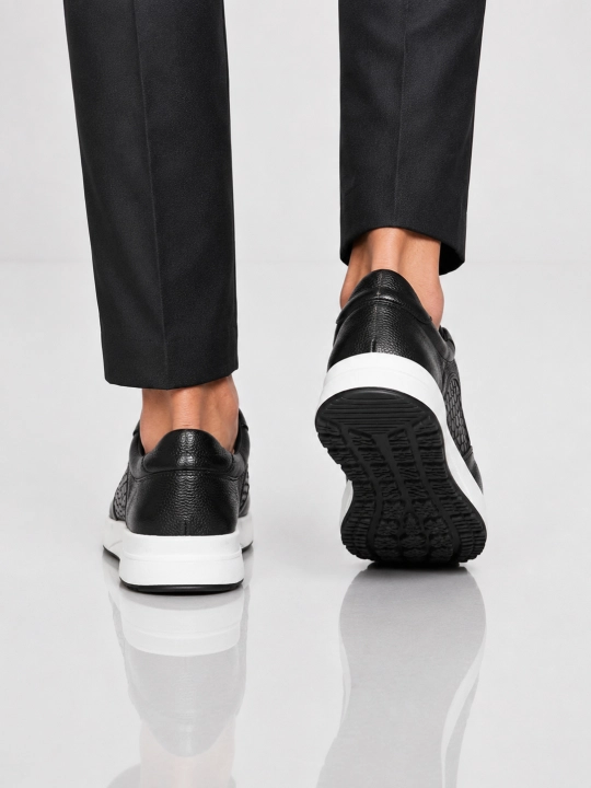 Erkaklar va o‘smirlar uchun Premium Black sliponlar, tabiiy charm, qulay yengil taglik