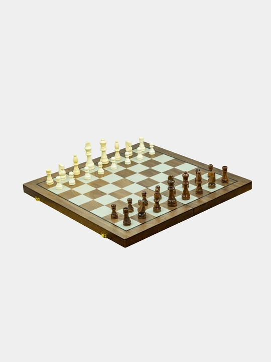 3 ta 1 da stol to‘plami Chess Checkers Backgammon - yog‘ochdan yasalgan shaxmat, shashka va nard