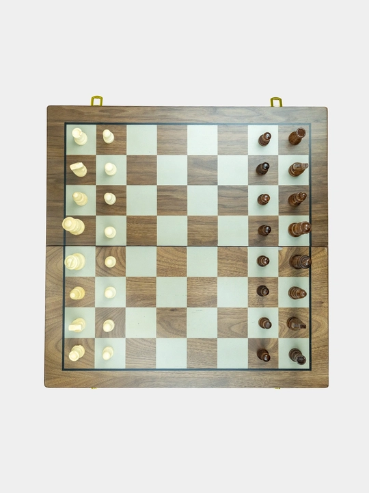 3 ta 1 da stol to‘plami Chess Checkers Backgammon - yog‘ochdan yasalgan shaxmat, shashka va nard