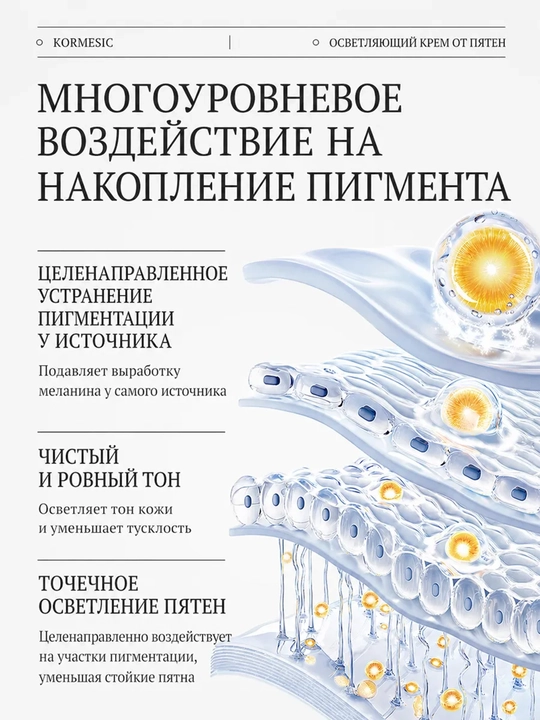 Осветляющий крем от пигментных пятен и постакне для выравнивания тона лица, 20 г