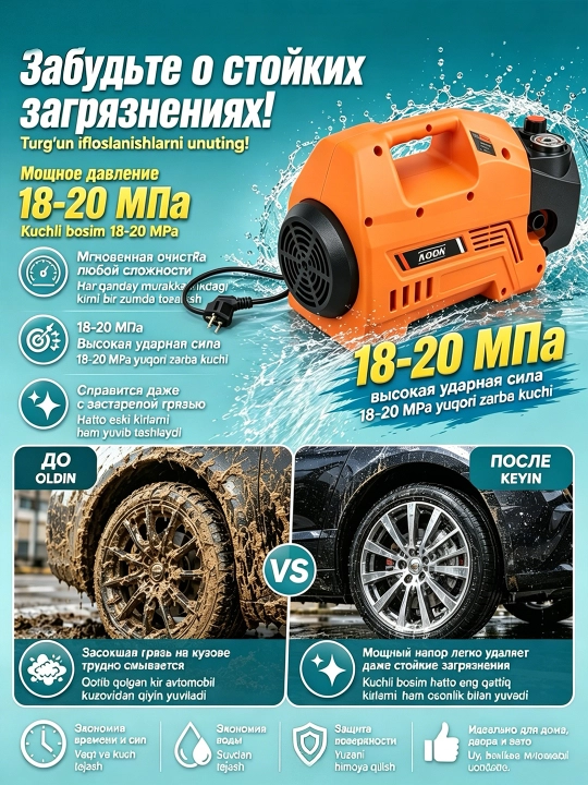 MOON Автомобильная мойка высокого давления, 2200 Вт, мойка машин