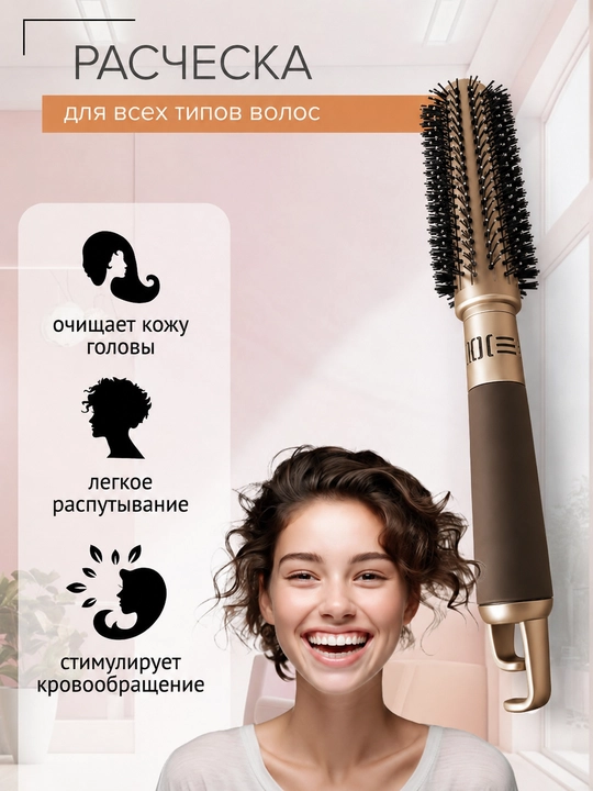 Щетка для укладки, брашинг, круглая расческа, расческа для волос, укладка волос - 