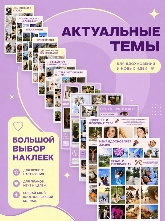 Карта желаний с наклейками и аффирмациями, карта Багуа 9 секторов