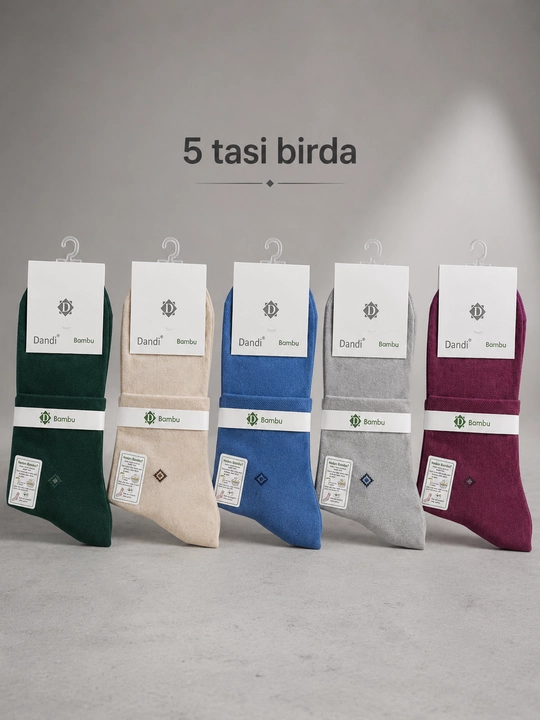 Erkaklar uchun bambuk paypoq, 5 juft va 1 juft, rangli to‘plam