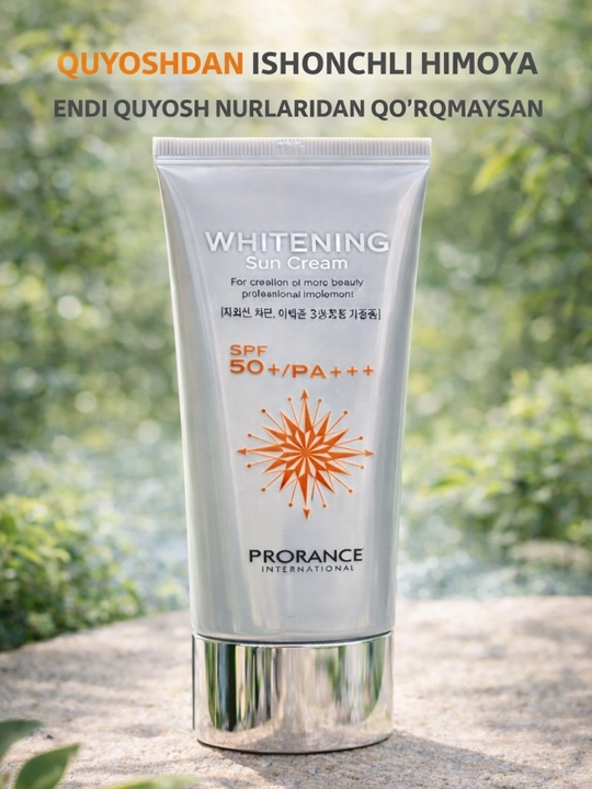 PRORANCE Whitening Sun Cream SPF 50+ PA+++ Oqartiruvchi va Quyoshdan Himoya Qiluvchi Kremi