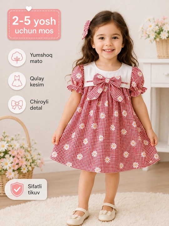 2-5 yoshli qizlar uchun yengil ko‘ylak – zamonaviy va chiroyli model - 