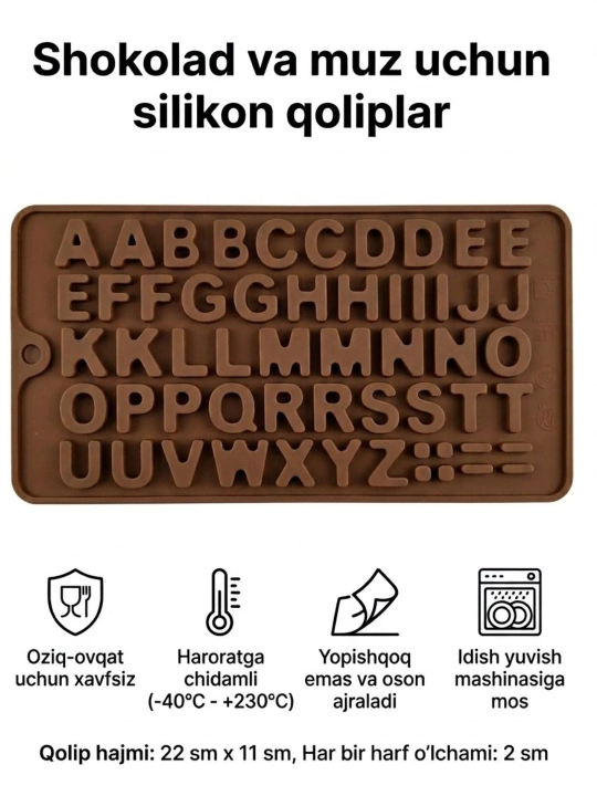 Silikon qoliplar, shokolad uchun, muz uchun qolip