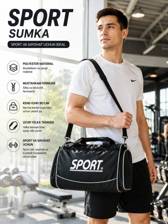 Erkaklar va ayollar uchun Adidas sport sumkasi, yo‘l sumkasi va sport zali sumkasi