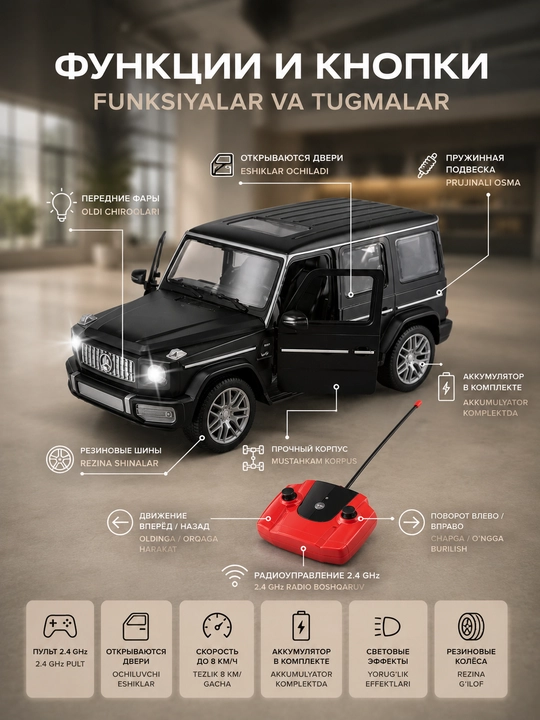 Mercedes Benz G63 radio boshqaruvli mashina 1:12 RC model avtomobil