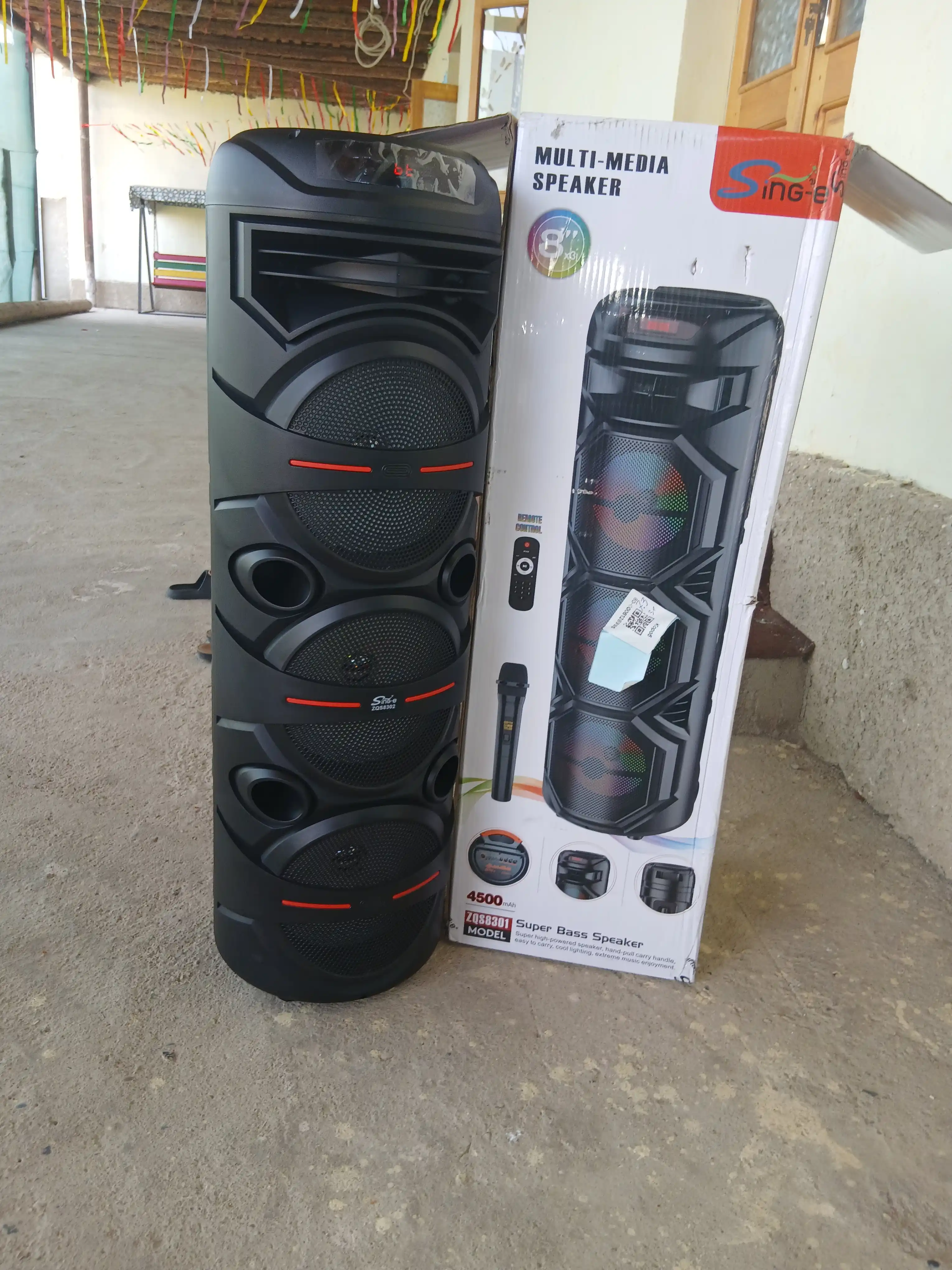 Katta Bluetooth simsiz karnay, karaoke, RGB yoritish, mikrofon va pult bilan