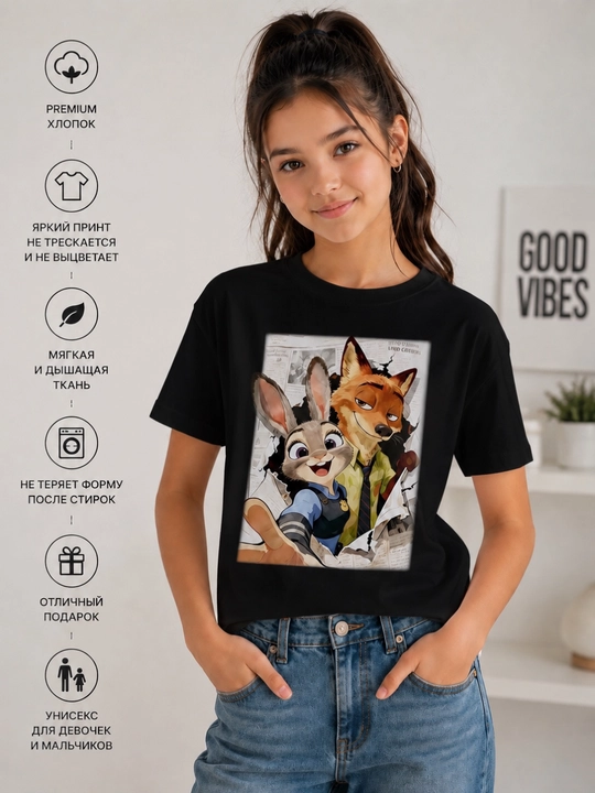 Futbolkalar, bahor va yoz uchun Zootopia futbolkalari, qizlar uchun zamonaviy futbolkalar