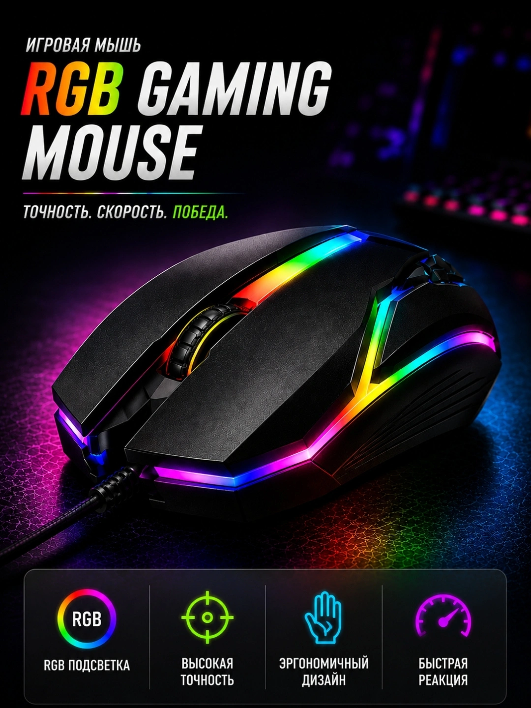 Проводная и беспроводная компьютерная мышь, RGB, для игр и работы за 24900 сум со скидкой 82%. Uzum Market