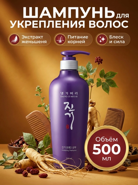 Yog'li, quruq, qazg'oq va barcha sochlar uchun shampun, Daeng Gi Meo Ri, Shampoo, 500 ml - 