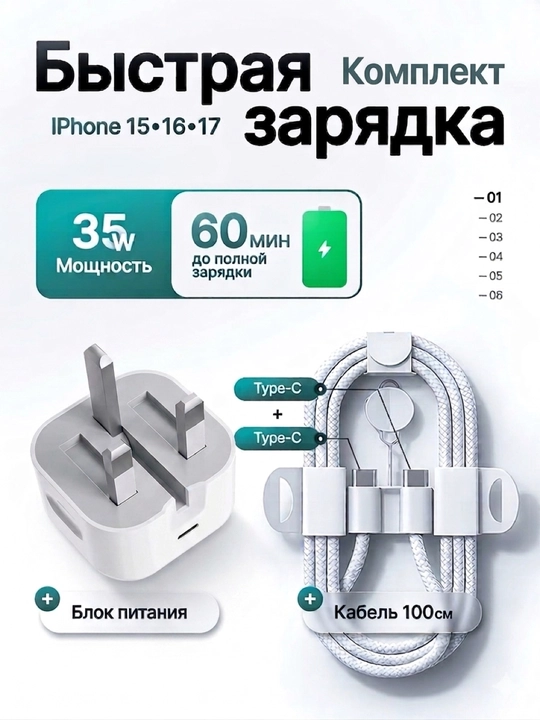Зарядное устройство для быстрой зарядки iPhone, блок на 20, 35 Вт - 