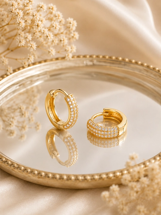 Ayollar va qizlar uchun 18k oltin bilan qoplangan 925 probali sterling kumushdan yasalgan ziraklar
