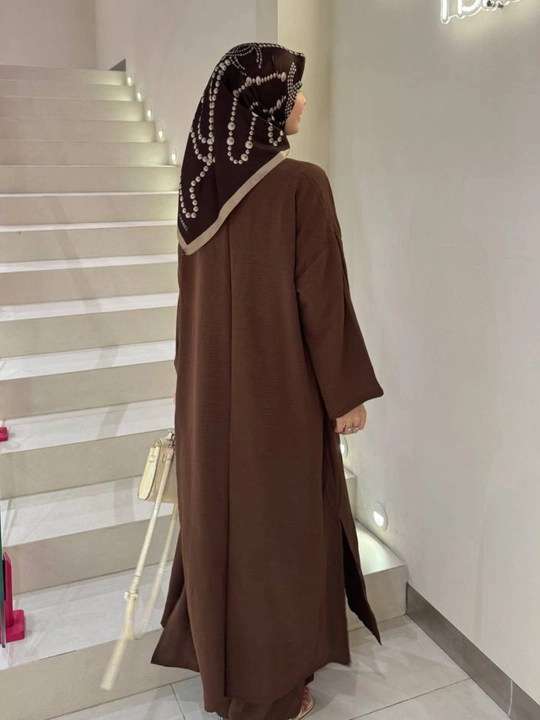 Abaya 3 v 1 gacha shimlar bilan uchta to'plam qulay, abaya + kyulot + futbolka(42-54)