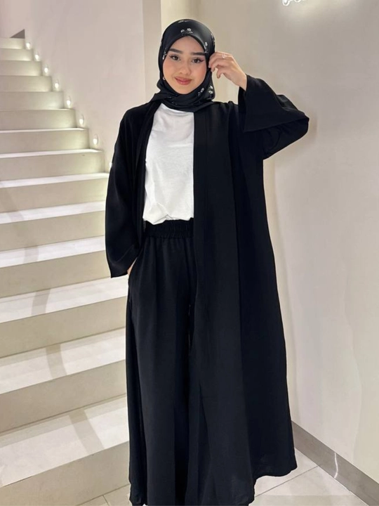 Abaya 3 v 1 gacha shimlar bilan uchta to'plam qulay, abaya + kyulot + futbolka(42-54)